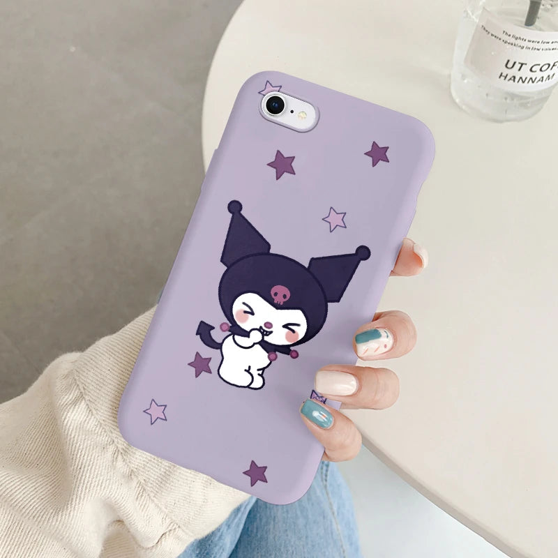 Phone Case for For Apple iphone 6 7 8 Plus SE 2022 Girls Anti-drop Cartoon Cinnamoroll Kuromi Hello Kitty Silicone Printed Cover