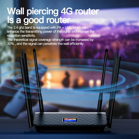 KuWFi 5200mAh 4G LTE Router Wireless CPE Wi-Fi Router 6pcs High Gain External Antennas with SIM Card Slot Fast RJ45 Port