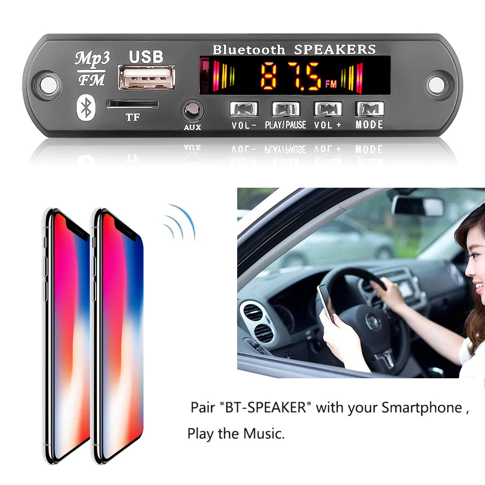 Bluetooth 5.0 MP3 Player Car FM Radio Module Audio Amplifiers