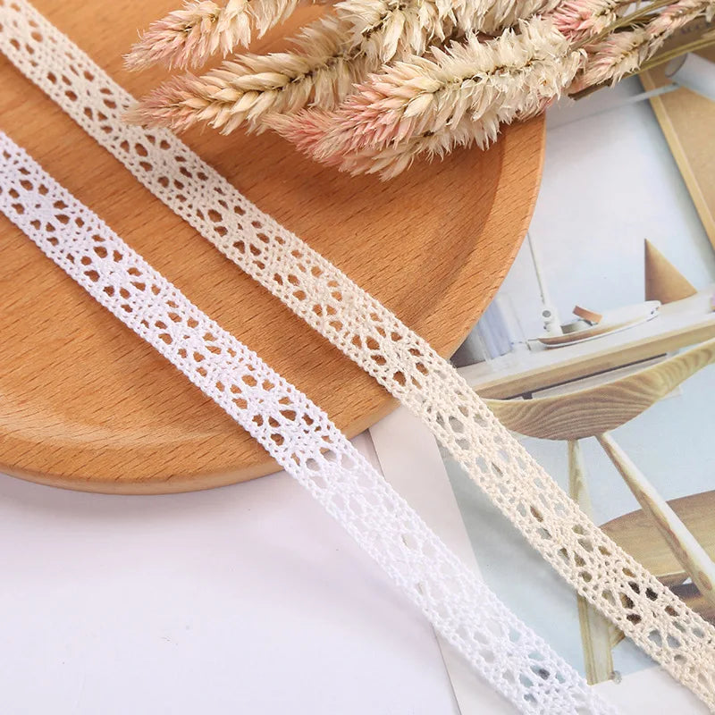 Sewing Fabric Ivory Cream Trim Cotton Crocheted