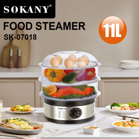 11L Large Capacity Electric Kitchen Food Egg Steamer, Automatic Thermal Smart Corn Bread Boiler, Breakfast Cooking Machine 푸드워머