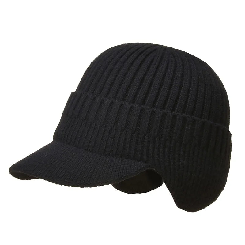 Brand Men Winter Knitted Hat Outdoor Cycling Ear Protection Warmth Peaked Cap Casual Fashion Sunhat Bomber Hats