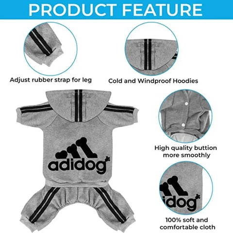 Adidog Pet Clothes for Dog Cat Puppy Hoodies Coat Winter Spring Sweatshirt Warm Sweater