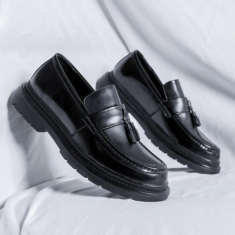 Tassel Dress Shoes Men Shoes Brand Luxury Loafers Black British Style Moccasin Thick Bottom Low Heel Business Formal Men's Shoes