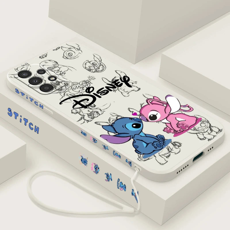 Lilo & Stitch Disney For Samsung A72 A54 A53 A52 A42 A34 A32 A25 A24 A23 A22 A15 A14 A13 A12 Liquid Left Rope Phone Case