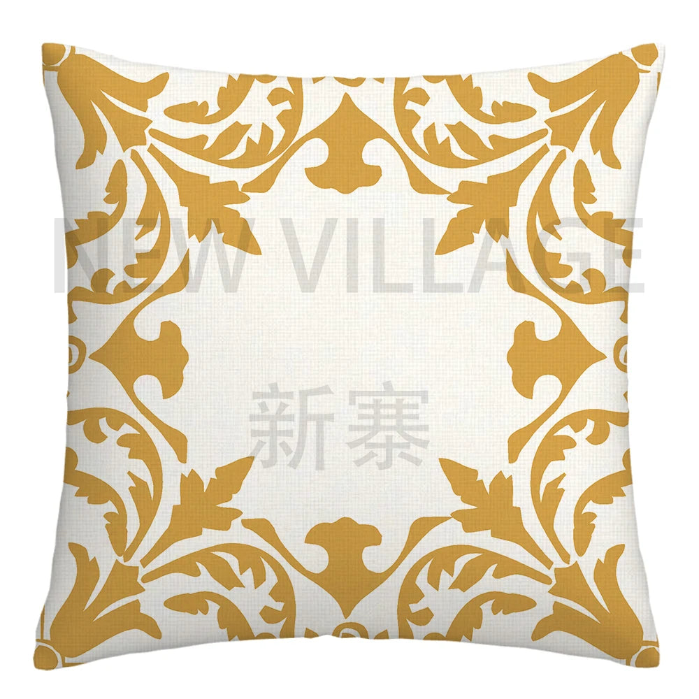 Yellow white geometric linen pillowcase sofa cushion cover home decoration can be customized for you 40x40 45x45 50x50 60x60