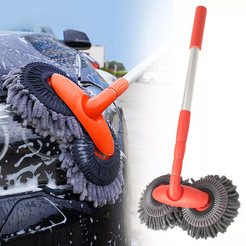 Rotating Double Brush Head Car Wash Mop Auto Supplies Three-Section