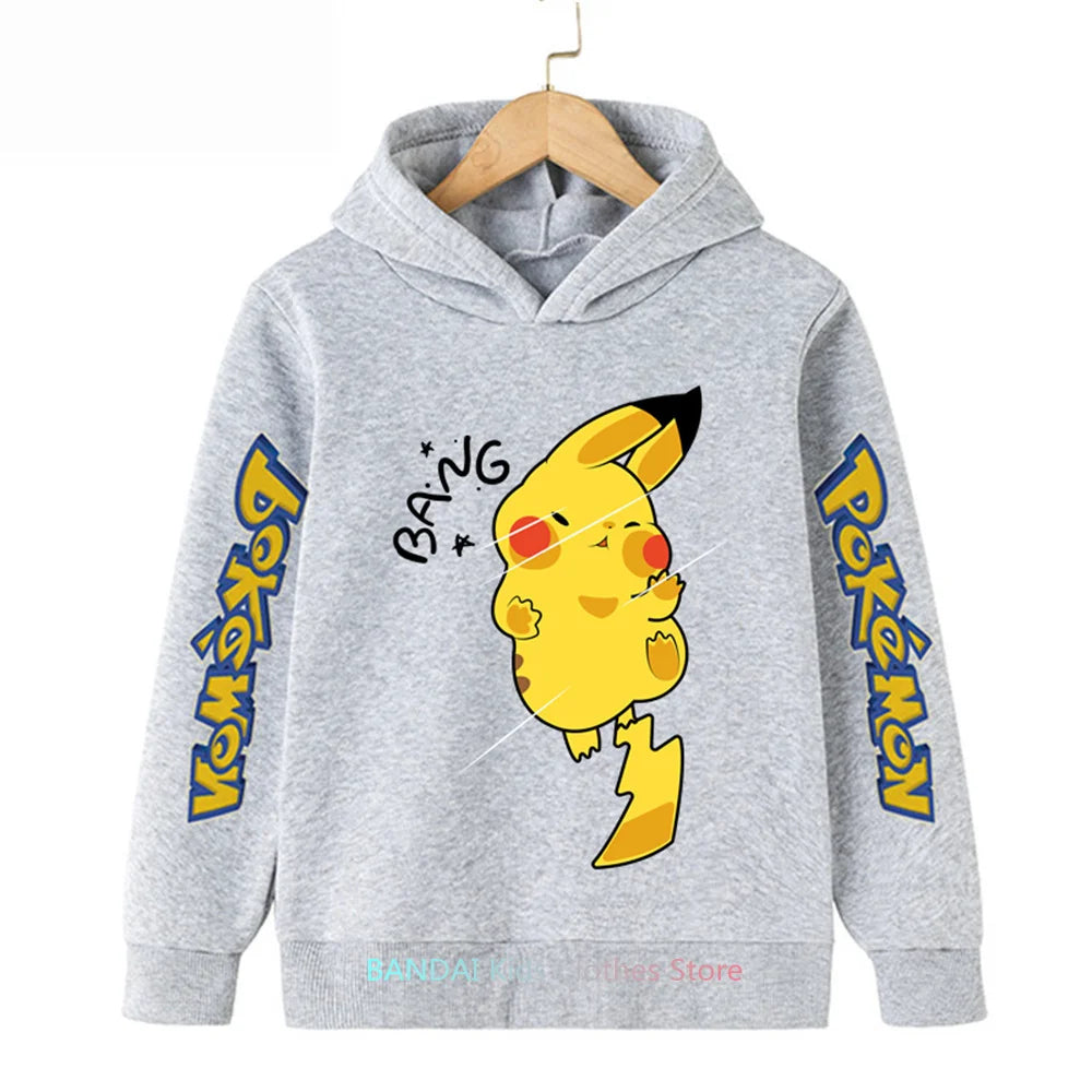 Pokemon Clothes Pikachu Children Autumn Hooded Sweater