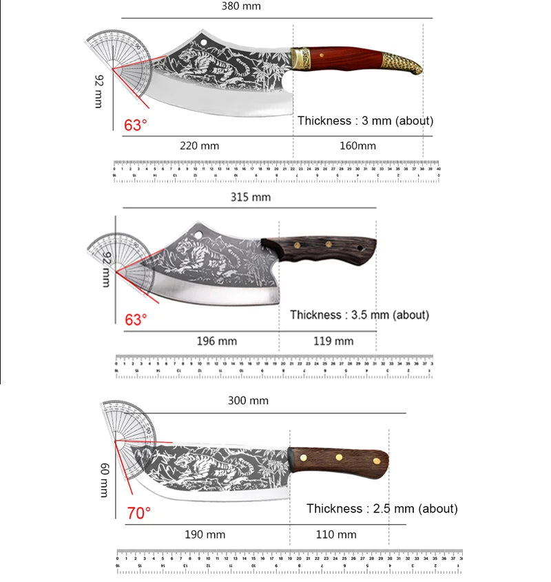 High Hardness Butcher Knife Stainless Steel Tiger Pattern Kitchen knife Bone Chopper Cleaver Meat Knives Knock The Bones