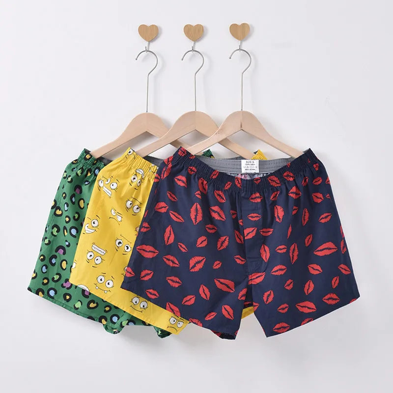 3pcs Mens Boxers Shorts Men Underwear 100%Cotton Loose Shorts Homewear Comfortable Boxers Pack Multi Color Printed Men's Panties