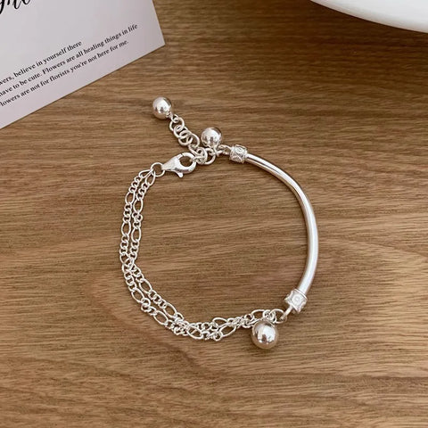 VENTFILLE 925 Sterling Silver Pearls Bamboo Knots Bracelet for Women Girl Simple Korean Jewelry Birthday Gift Dropshipping