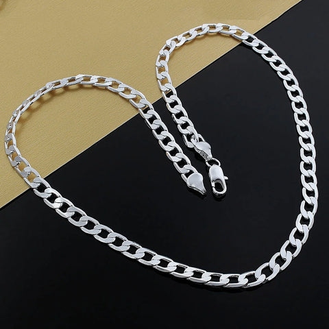 925 Sterling Silver Classic brands men's 8mm chain Necklace for woman high quality fashion wedding party Jewelry Christmas gifts