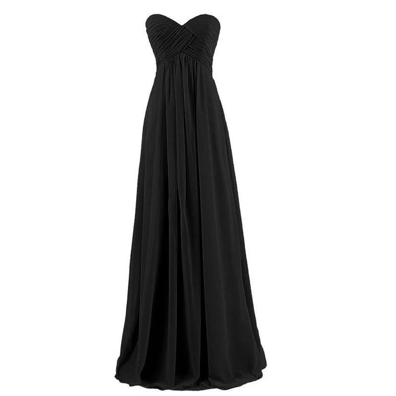 A Line Chiffon Pleat Elegant Strapless Sweetheart Bridesmaid Dresses Wedding Party Evening Formal Prom Robe De Soiree Zipper