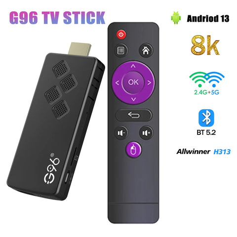 G96 high-performance android 13.0 4k  smart TV Stick ATV H313 2GB RAM 16GB ROM Q2 infrared remote control tv stick Dual Wifi