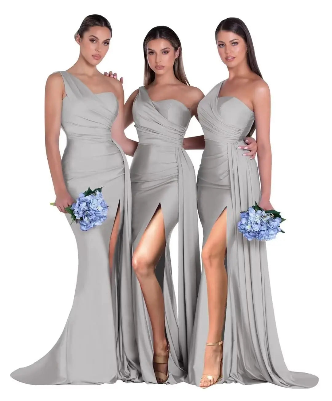 GDYBAO Womens One Shoulder Bridesmaid Dresses Long Train Mermaid Prom Dress Bodycon Wedding Party Evening Gowns with Slit