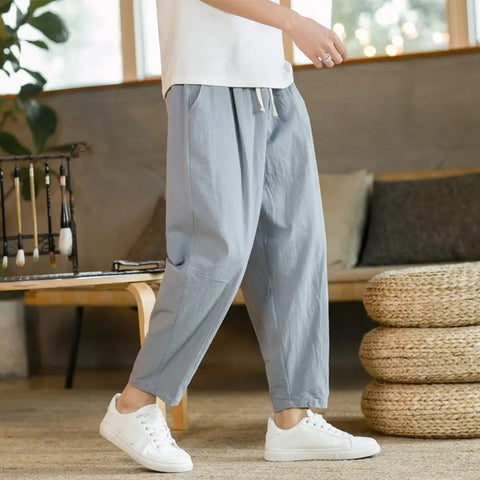 Versatile Cotton Hemp Loose Linen Pants Korean Style Trendy Pants