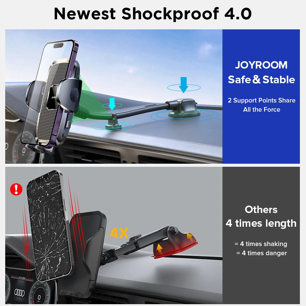 Dashboard Phone Holder for Car【360° Widest View】9in Flexible Long Arm