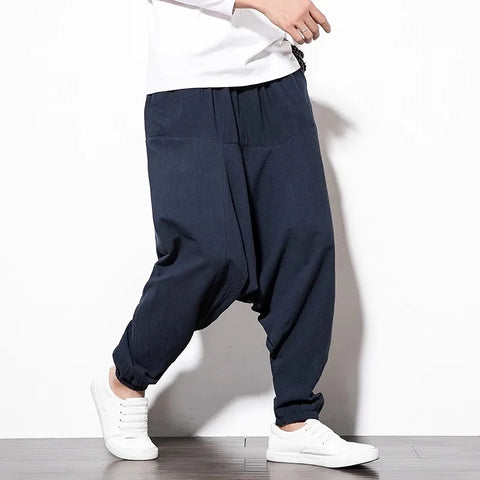 Streetwear Harem Pants Men Hip-hop Drop Crotch Cotton Joggers