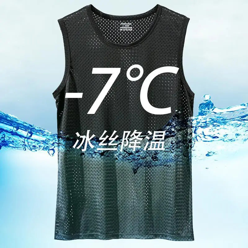 Men's Ice Silk Mesh Tank Tops Gym Stringer Transparent Bodybuilding Sleeveless Shirt Fitness Vest Male mesh Muscle Singlets