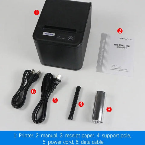 Xprinter Thermal Receipt Printer 80mm POS Printer USB/USB+Lan port Printer With Auto Cutter  Kitchen Printer - With 1 roll Paper