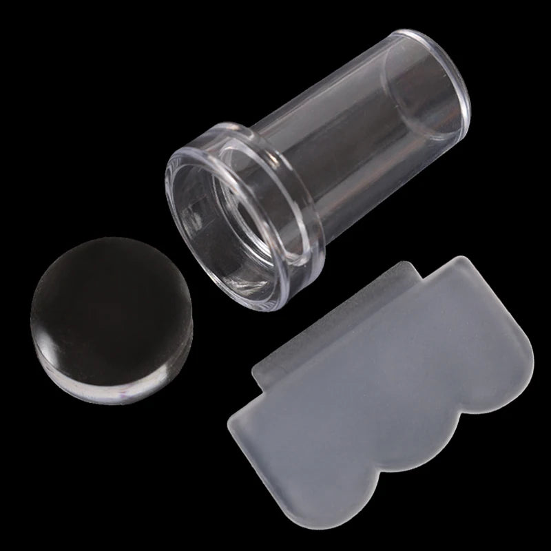 Transparent Nail Stamper with Scraper 2pcs Jelly Silicone Stamp