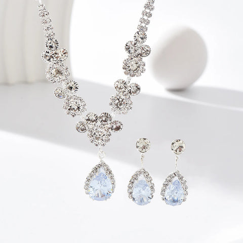 3pcs Women's Jewelry Set Rhinestone Earrings Necklace New Wedding Party Luxury Fashion Accessories