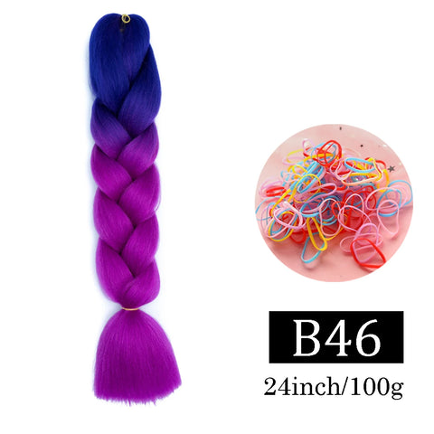 24 Inch Jumbo Braids Extensions Synthetic Braiding Hair Afro Ombre Color kanekalon Hair for Children Braid