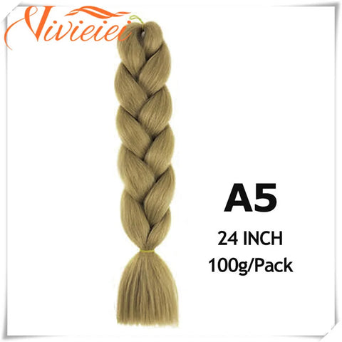 VIVIEIEI Synthetic Braiding Hair 24 Inch Jumbo Braid Ombre Jumbo Hair Extension for Women DIY Hair Braids Purple Pink Yellow Red