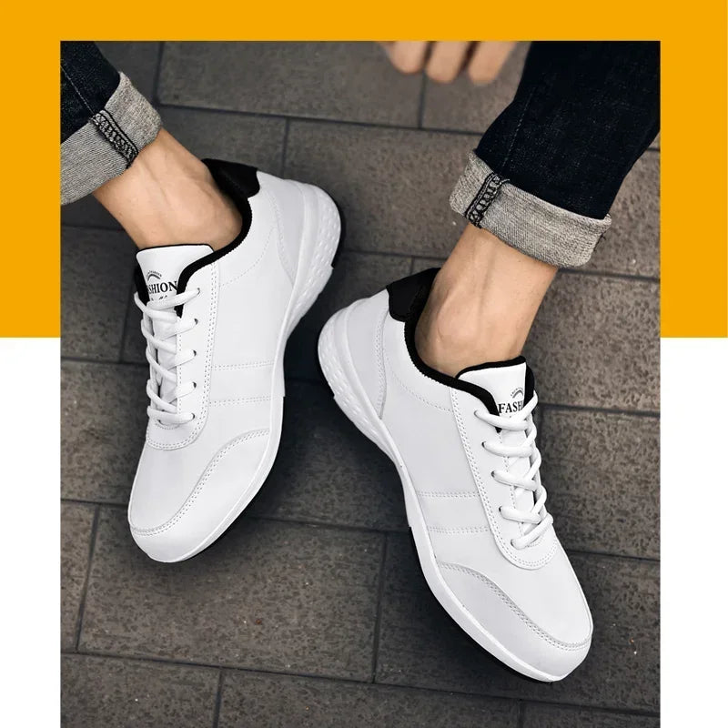 Casual Shoes Mens Outdoor Sport Tennis Sneakers Lightweight Comfortable Lace Up PU Trainer Formal Walking Flats for Men