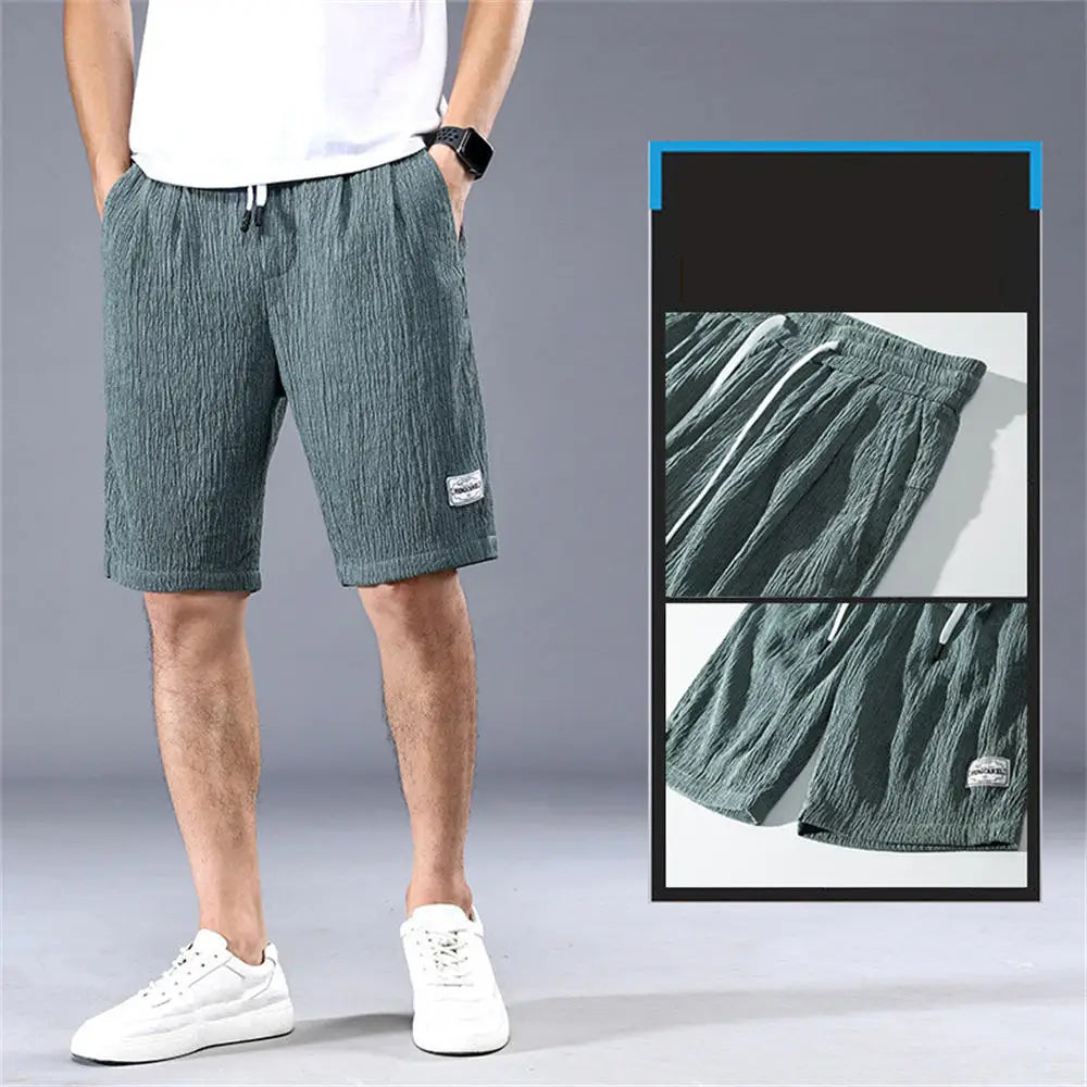 Lce Silk Shorts Men's Thin Sports Cropped Pants Loose Straight Leg Cool Breathable New Fashion Trend Casual Pants