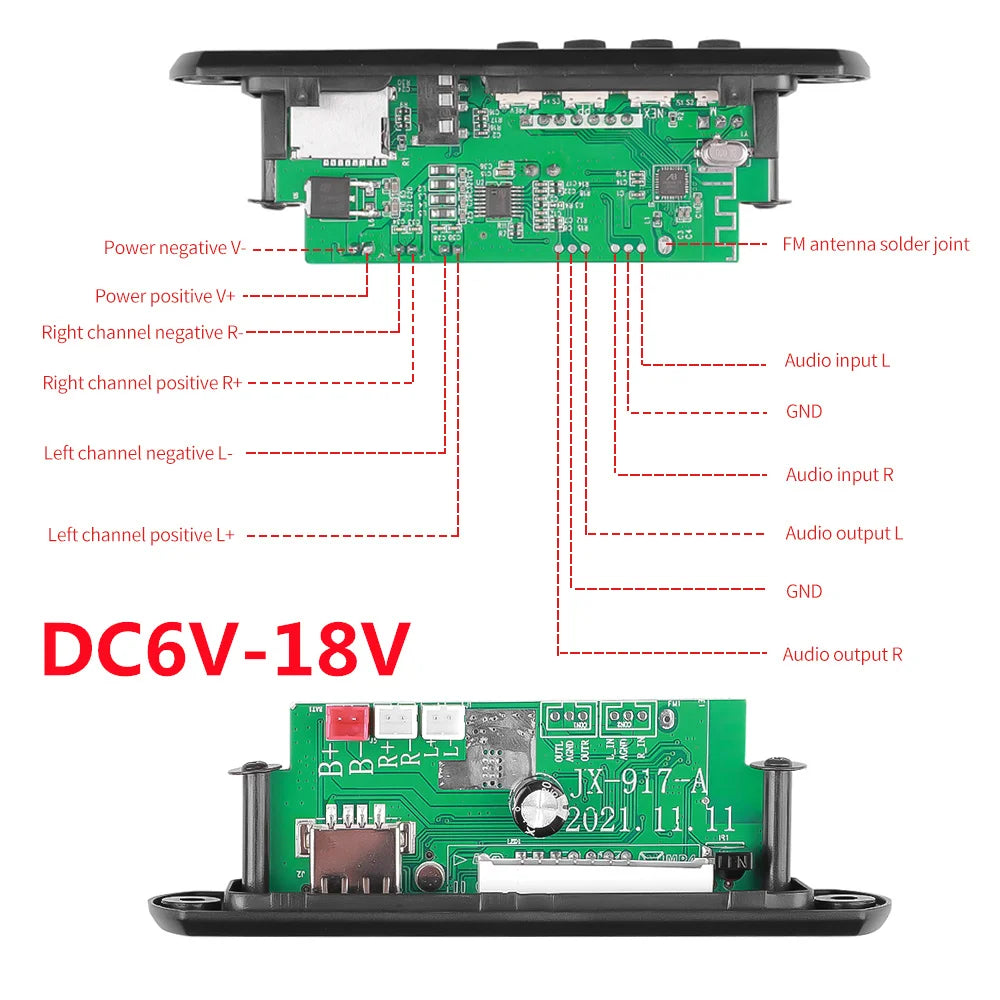 Bluetooth 5.0 MP3 Player Car FM Radio Module Audio Amplifiers