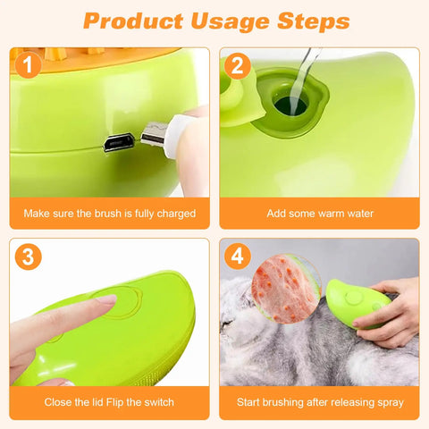 Dog Cat Steam Brush Electric Spray Water Spray Kitten Pet Comb Soft Silicone Depilation Cats Bath Hair Brush Grooming Supplies