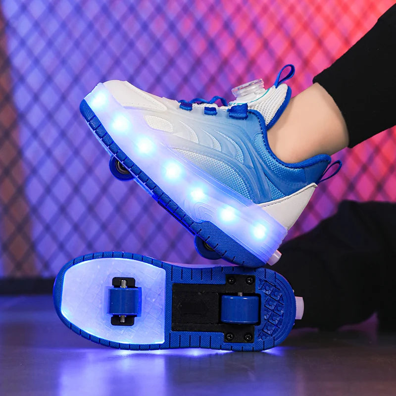 Sneakers Led Light Shoes Children's Kids Boys Girls USB Charging Glowing Sport Wheels Outdoor Parkour Roller Skate Shoes