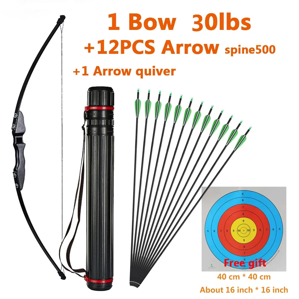 1pc Archery Recurve Bow Take-Down Straight Draw Bow For Children Adults Beginner Shooting Practise Hunting Game Accessories