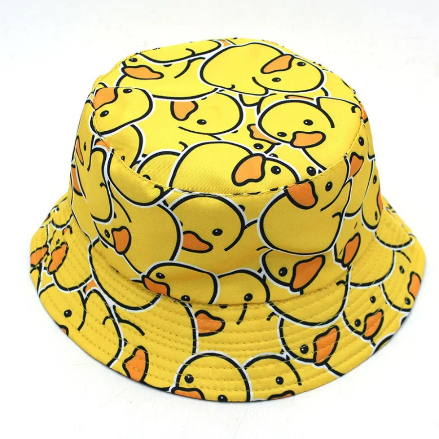 Summer Sun Hat Reversible Yellow Duck Bucket Hat