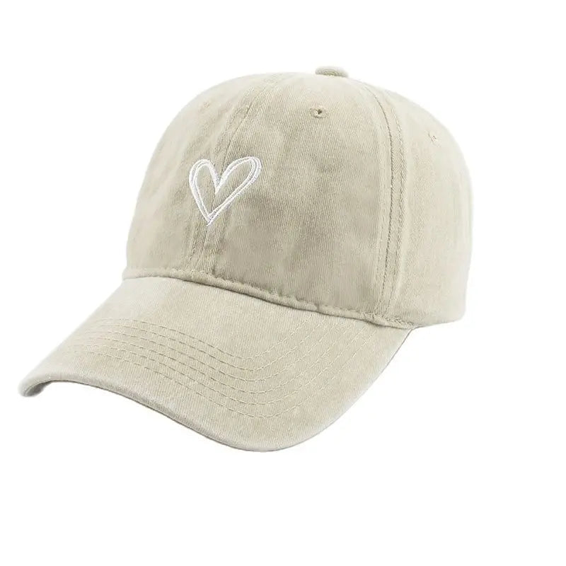 Love Heart Embroidery Fashion Outdoor Caps For Women