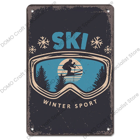 Snowboards Metal Tin Sign for Ski Club Bar Pub Wall Decor