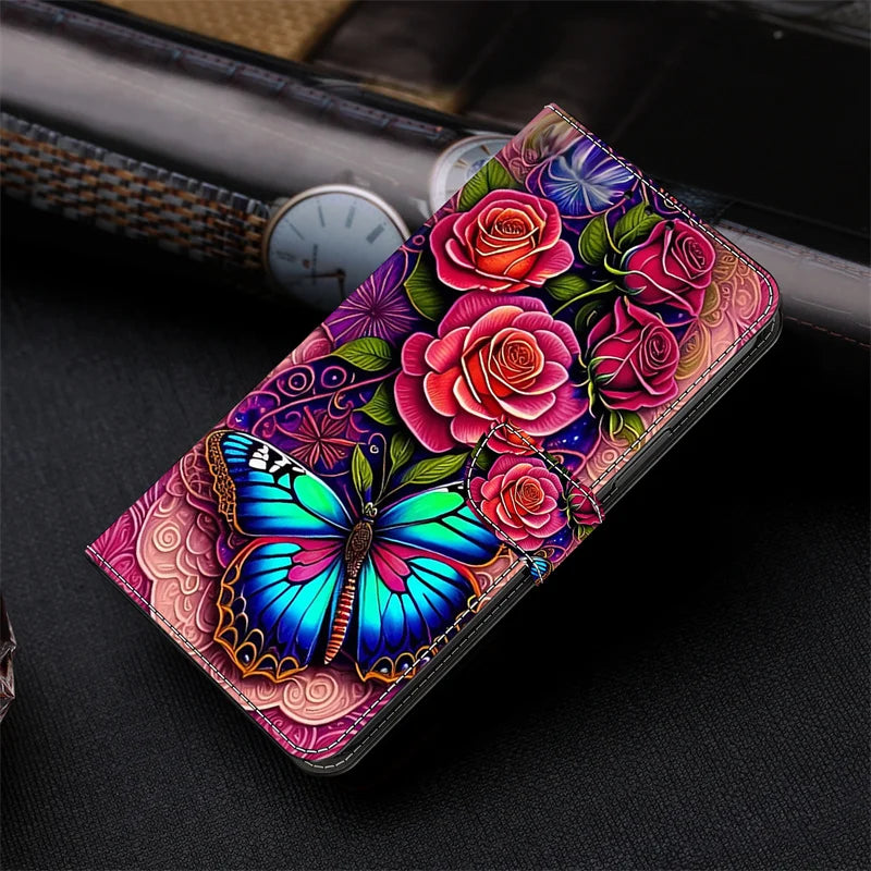 Flower pattern Magnetic Flip Leather Wallet Case For Xiaomi Redmi 13C Note 13 12 11 11S 10 10S 10T 9 9S 8 8T 7S 6 Pro Plus 4G/5G