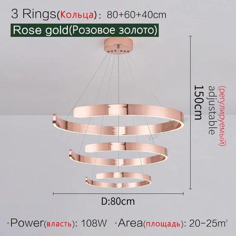 Ceiling chandelier Pendant lights Chandeliers for dining room LED Bedroom living room nordic home decor Modern Round ring lamps