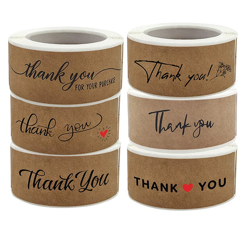 120 Pcs/Pack Thank You Kraft Paper Stickers Scrapbooking Rectangle Labels Adhesive Tape Handmade Thank You for Your Order