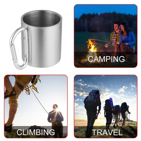 Outdoor Cup with Handle Carabiner Climbing Backpacking Hiking Portable Cups