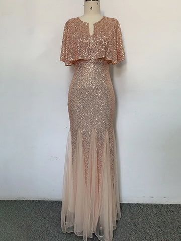 Formal Prom Party Gown Sequins Sleeveless Robe