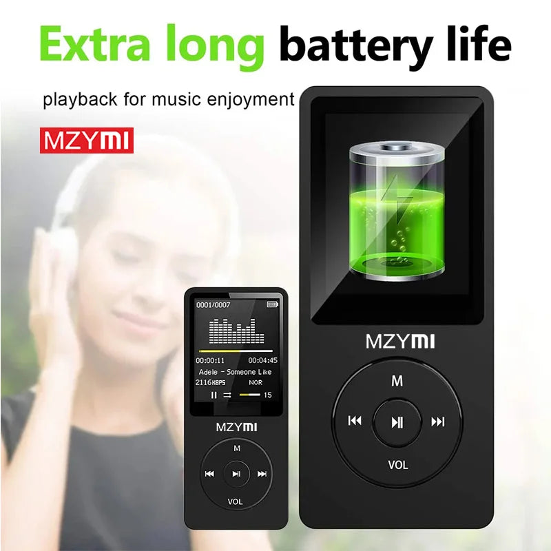 MZYMI MP3 MP4 Player FM Radio Digital Display Media Bluetooth Walkman Pocket Audio Walkman Walking Music Player