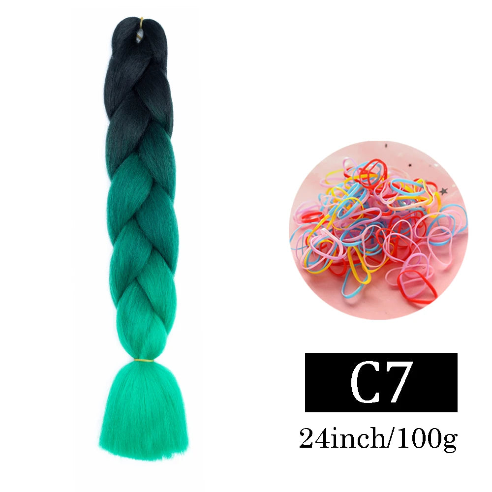 24 Inch Jumbo Braids Extensions Synthetic Braiding Hair Afro Ombre Color kanekalon Hair for Children Braid