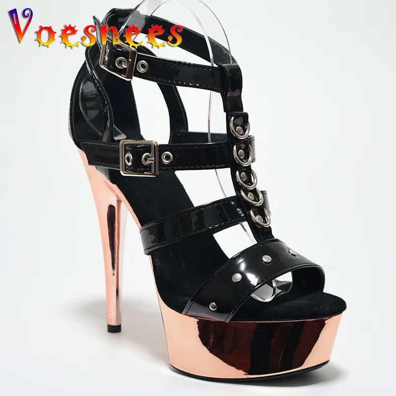 Gladiator Shoes Women Steel Tube Dancing Striptease Walking Show Sandals Model high-heeled 13cm Rom Sandals Platform Club Shoes