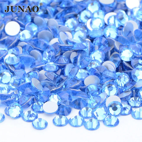 JUNAO 100Gross Bulk Packag SS6 SS10 SS12 SS16 SS20 SS30 AB Color Glass Rhinestones Non Hot Fix Flat Back Strass DIY Nail Stones