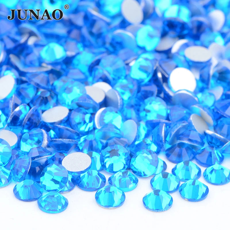 JUNAO 100Gross Bulk Packag SS6 SS10 SS12 SS16 SS20 SS30 AB Color Glass Rhinestones Non Hot Fix Flat Back Strass DIY Nail Stones