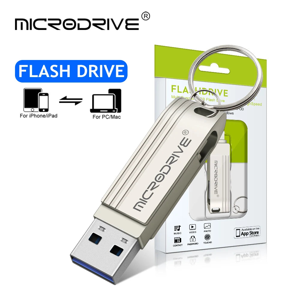 USB Flash Drive 3.0 64GB iPhone Memory Stick 256 128gb Photo Stick External Storage for iPhone/PC/iPad/More Device with USB Port