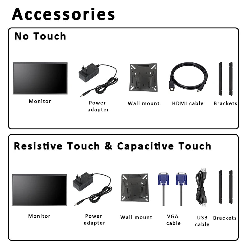 23.8 Inch 1000 Nits Industrial Open Frame Monitor 1920*1080 IPS Screen HDMI DVI VGA BNC Display With Resistive/Capacitive Touch