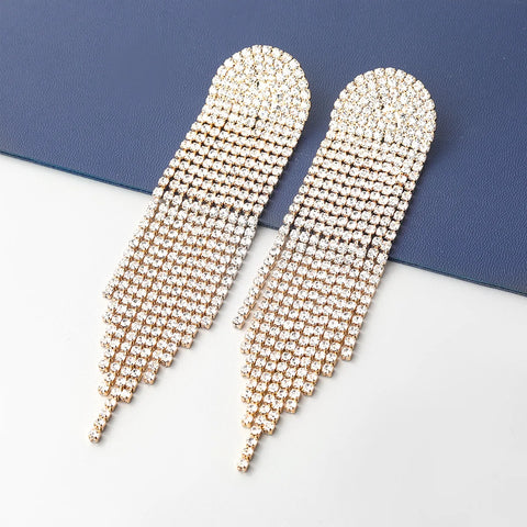 Luxurious Crystal Tassel Drop Earring